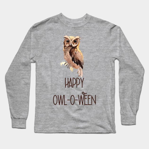 Happy Owl-O-Ween Long Sleeve T-Shirt by Pixelchicken
